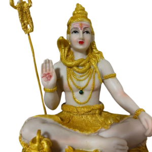 Figura de Shiva Meditando con Detalles Dorados
